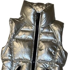 Sam‎ New York GirlsShiny Metallic Silver Freedom Down Puffer Jacket Vest Sz 10